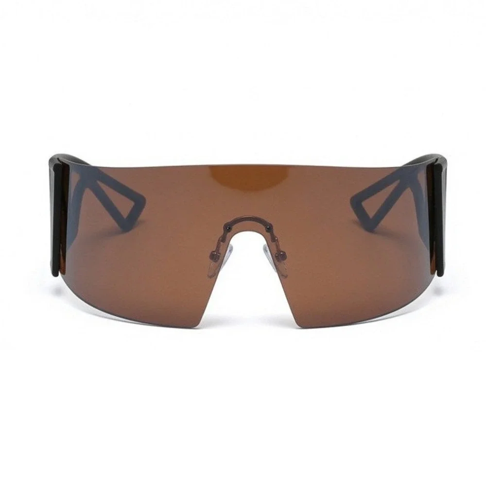 Women Sunglasses‎ Fashion Designer Dark Brown Visor One Piece Futuristic Lentes